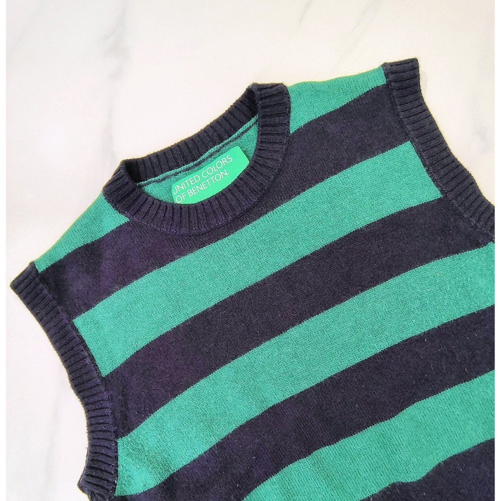 Vintage United Colors Of Benetton Wool Blend Sweater Vest  Women's Large  Green